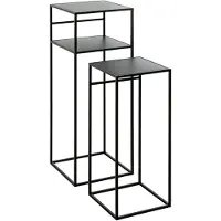 Haku bijzettafelset, set van 2, vierkant, B 260/300 x D 260/300 x H 630/850 mm, staalbuis/metaal gepoedercoat, zwart