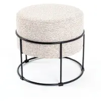 Haku kruk, bekleed, B 480 x D 480 x H 430 mm, stof en staal, crème beige-zwart