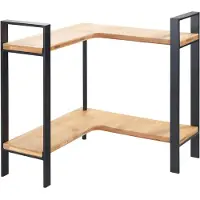 Wenko Keukenrek Lou Hoekmodel in mat zwart staal en FSC gecertificeerd bamboe 30x33x30cm - 2 niveaus - Keukenrek Staand - Keukenorganizer