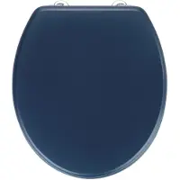Wenko WC bril Prima - mat donkerblauw MDF - FSC hout - RVS scharnieren - Toiletbril - Toiletzitting - Donkerblauw - Navyblauw