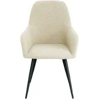 House Nordic - Harbo Eetkamerstoel Bouclé Wit met Zwarte Poten - Set van 2 (65x57x87 cm)