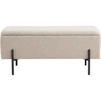 House Nordic Bankje Watford Bouclé met Opslag - Beige - 95x36,5x46cm