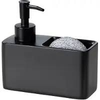 Wenko Zwarte zeepdispenser met sponshouder - 150 ml