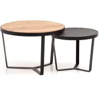 Wohnling Bijzettafelset acaciahout rond 60 cm