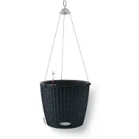 Lechuza NIDO Cottage 28 - Plantenbak - met uitneembare binnenbak - met bewateringssysteem - ALL-IN-ONE set met LECHUZA-PON - grafietzwart