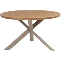 4SO Prado dining tuintafel 130 cm rond teak met latte onderstel