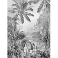 Overig Fotobehang Tropical Lake - Zwart - 2,70m X 200cm