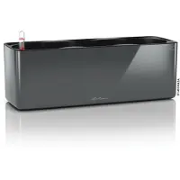 Lechuza CUBE Glossy Triple - Plantenbakken - met uitneembare binnenbak - met bewateringssysteem - ALL-IN-ONE set - antraciet hoogglans