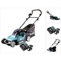 Makita Grasmaaier, DLM 382 RF2 Accu grasmaaier 36 V ( 2x 18 V ) 38 cm 40 l + 2x oplaadbare accu 3.0 Ah + lader (Oplaadbare batterij)