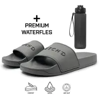 Dutch'd Badslippers + Waterfles Cadeau! - Badslippers Heren - Badslippers Dames - Slippers Heren en Dames - Dubbele maten - Unisex - Slippers - Badslipper - Maat 41/42 - Antraciet - Anti Slip- Sauna slippers