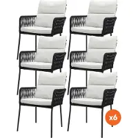 Van der Garde Tuinmeubelen Set van 6 - Teresa dining tuinstoel Rope - Black