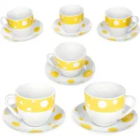 MamboCat Set van 6 PULA GEEL porseleinen kop en schotel 6 personen