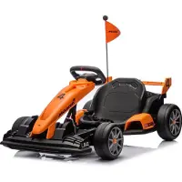 Vrooomy McLaren F1-Stijl Full Option Elektrische Go-Kart 24V – 5 tot 12 jaar – e-Gocart met Verstelbaar Frame & Drift-functie – 24V Accu Kart gebaseerd op Lando Norris – Oranje