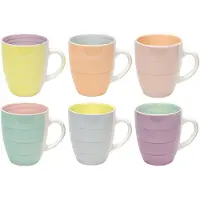 Cookinglife Koffiemok Pastel Harmony - Pastel Mix 340 ml - Set van 6 - Aardewerk, Vaatwasser- & Magnetronbestendig