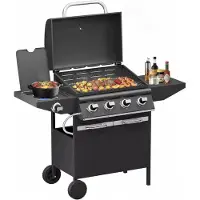 Homelux Betaalbare Gas BBQ 15KW - Buitenkeuken - Barbecue - 4+1 branders en zijbrander - Goede kwaliteit - Stevig - EU gecertificeerd - Zwart