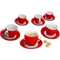 MamboCat Set van 6 Variant koffiekoppen schotels ROOD