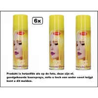 Goodmark 6x Haarverf/haarspray geel 125 ml – Sunny Yellow - Festival thema feest carnaval haar kleurspray party