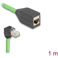 HQ Products RJ45 Network Extension Cable Cat.6A plug downwards angled to jack SF/UTP suitable for drag chains PUR (TPU) 1 m green
