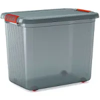 Kis 237491 Opbergbox K Latch Stapelbaar (b x h x d) 590 x 450 x 390 mm Rook-grijs, Doorschijnend 1 stuk(s)