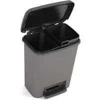 Curver Compatta Duo Prullenbak - 11L + 11L - Grijs Zwart - Recycled Kunststof