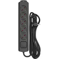 Sencys Stekkerdoos 5-voudig Zwart 5 Meter