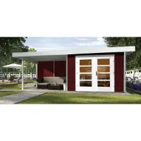 Weka Tuinhuis Met Overkapping 126 Type B Gr2 Rood 300x645cm