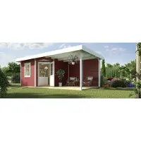 Weka Tuinhuis Met Overkapping 213 Type B Gr2 Rood 298x601cm