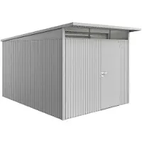 Biohort Metalen Tuinhuis Avantgarde - Zilver Metallic - 260x380cm - Enkele Deur - Met Lessenaarsdak