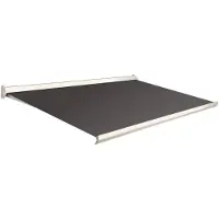 Domasol Knikarmscherm F10 Motor Schakelaar Ral9001 Zwart Grijs Tweed Doek D365 450x250cm