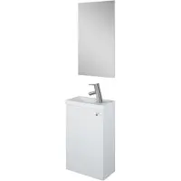 AquaVive Fonteinmeubelset Zena - Inclusief Wastafel En Spiegel - Softclose - Hoogglans Wit - 39,8x21,5x60cm