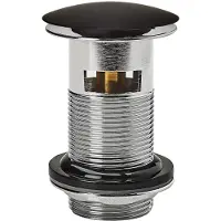 Wirquin Wastafelplug Quick-clac Black Touch - Zwart - Met Overloop - 75mm Hoogte