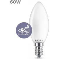 Philips lamp - Kaarslamp met E14 fitting - Koelwit licht: 4000K - 60W - Mat glas