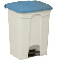 Engels Afvalbak Met Pedaal – 70 Liter, Wit Met Blauw Deksel