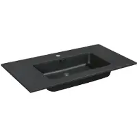 Aquazuro Enkele Wastafel Napoli - Solid Surface - Vierkant - Mat Zwart - 48cm
