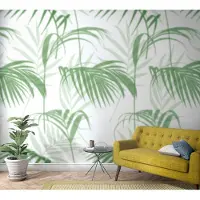 Marburg Fotobehang Vervaagde Palmbladeren - Groen - Wit - 2,70m X 159cm