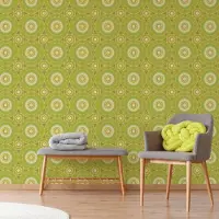Praxis Fotobehang Seventies S733b9 - Groen - Geel - Wit - 2,70 M X 419 Cm