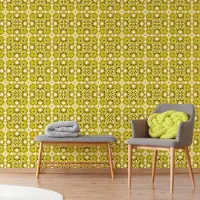 Praxis Fotobehang Seventies S732a4 - Groen - Wit - 2,70m X 186cm