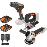 WORX 20v 3-tool Combokit - Haakse Slijper, Decoupeerzaag En Boormachine Set Wx955