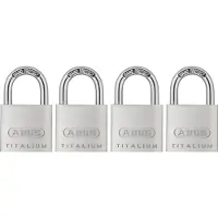 ABUS Hangslotset Met Sleutel Titalium Tkti23/30 - Aluminium Voor Kluisje - Behuizing 30mm - Set Van 4 Stuks