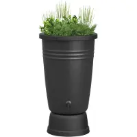 Elho Green Basics Regenton Met Bloembak Zwart 200 L