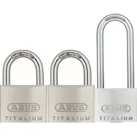 ABUS Hangslotenset Titalium Tkti24/40 Hb63 - Aluminium Voor Buiten Hoge Veiligheid - Body 40mm Lange Beugel 63mm - Set Van 3 Stuks