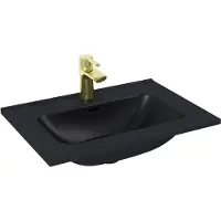 Royo Enkele Wastafel Skappa - Keramiek - Rechthoekig - Inclusief Kraan - Mat Zwart - 60cm