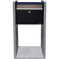 VASP Staande Brievenbus Antwerpen - Natuursteen En Staal - Zwart - 42x100x18cm