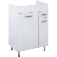 Royo Wastafelonderkast Ava 60cm - Wit Glanzend - Met 1 Lade En 3 Deuren - Met Chromen Handgrepen En Poten