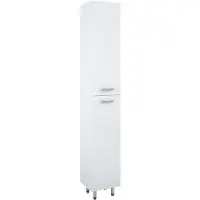 Royo Hoge Badkamerkast Ava 30cm - Wit Glanzend - Met 2 Deuren - Met Chromen Handgrepen En Poten - 30x186x29cm