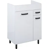 Royo Wastafelonderkast Ava 60cm - Wit Hoogglans - Met 1 Lade - Met Zwarte Handgrepen En Poten
