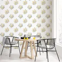 Praxis Vliesbehang Secret Garden G78502 - Lichtgeel - Grijs - Lichtgrijs - Wit - 10,00m X 53cm