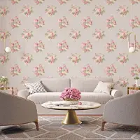 Praxis Vliesbehang Secret Garden G78501 - Vergrijsd Licht Taupe - Groen - Roze - 10,00m X 53cm