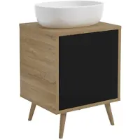 Royo Wastafelonderkast Woody 50cm - Zwart Mat / Natuurlijk Eik - Met 1 Deur - 50x56x39cm