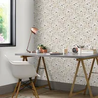 Overig Vliesbehang Friends & Coffee 16628 - Warm Grijs - Zwart - Wit - Goud - 10,05m X 53cm